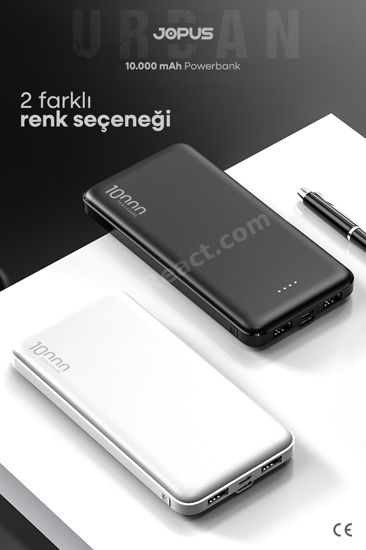 10000mAh Powerbank - Led Işık Göstergeli - Taşınabilir Şarj Cihazı - Beyaz JP-P10