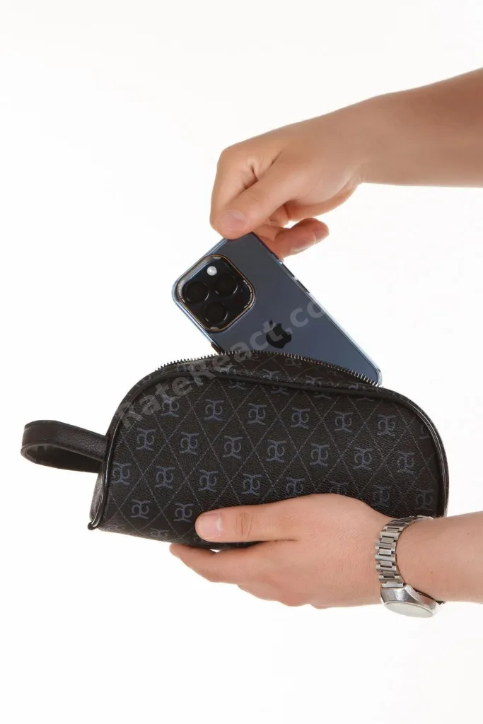 Siyah Unısex Suya Dayanıklı Tıraş & Kozmetik Portföy & Clutch El Çantası