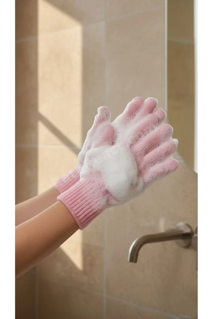 2’li Banyo Kese Peeling Eldiven Seti Pembe
