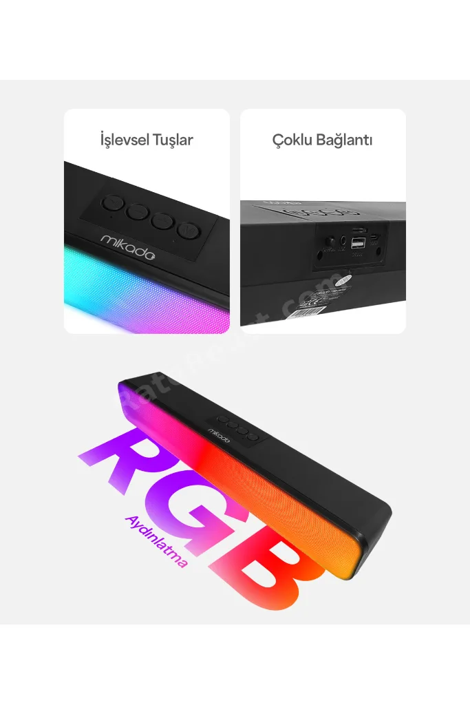 Md-sbt25 Siyah Rgb Oyuncu Speaker Soundbar Sese Duyar 10wmicrosd Taşınır Bluetooth Hoparlör Speaker