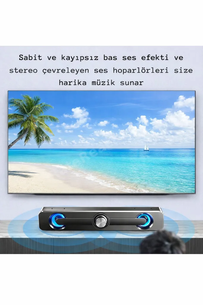 SADA V-111 Güçlü Baslı Kablolu Soundbar USB TV PC Stereo Ses Sistemi 3.5mm