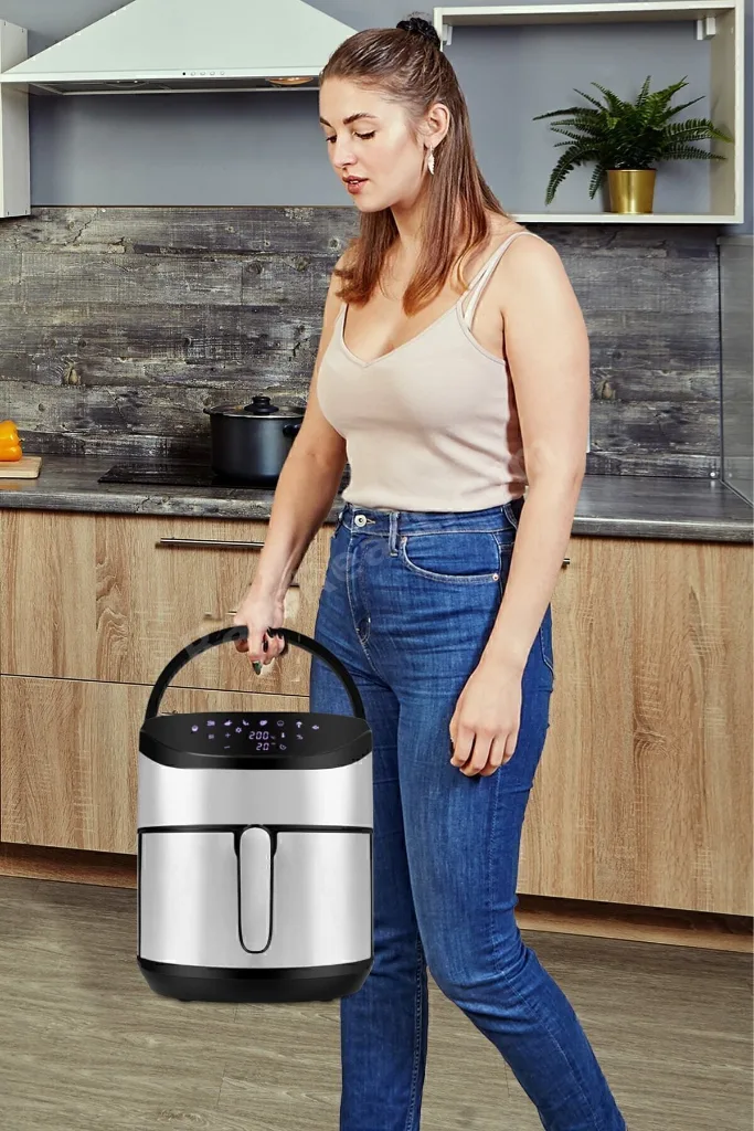 Foodfry İnox XXL Özel Tasarım Tutma Kolu Sessiz Fanlı Dokunmatik Airfryer Yağsız Sıcak Hava Fritözü