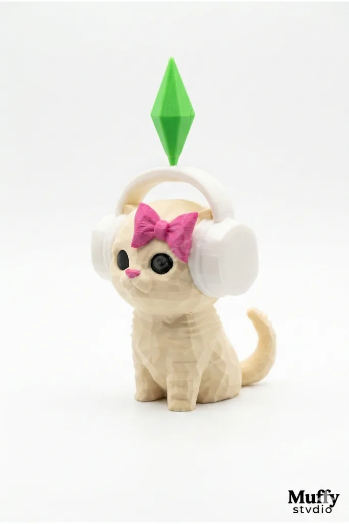 Viral PlumBob Kristalli Kulaklıklı Kedi Figürü - (11 CM) Dans Eden Kedi Masa Üstü Dekorasyon