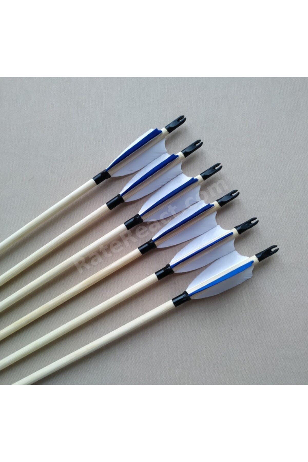 Geleneksel Okçuluk - Ahşap Ok 6 Adet (3" Tüylü-76 Cm)