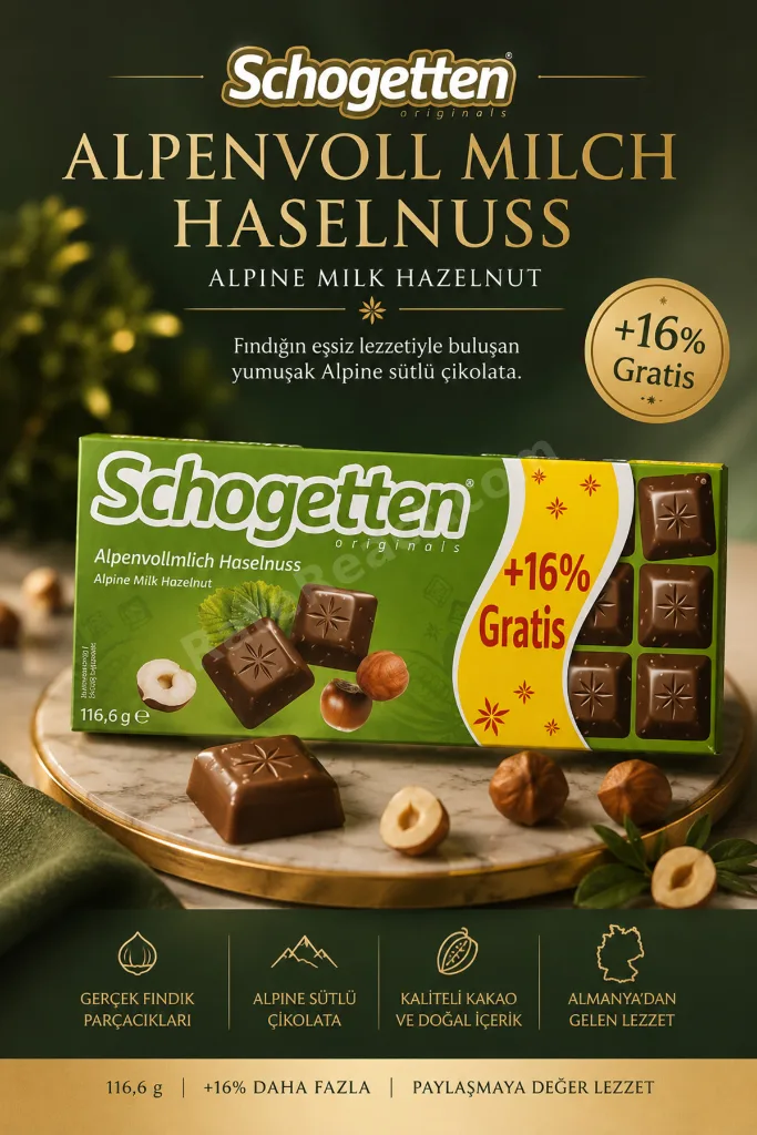 Alpine Milk Hazelnut Fındıklı Alman Sütlü Çikolata 116,6g