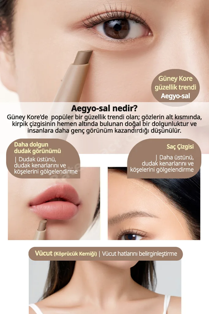 Pratik Uygulanan Çift Taraflı Kontür Stick PERIPERA V Shading Blending Stick (001 Natural Brown)