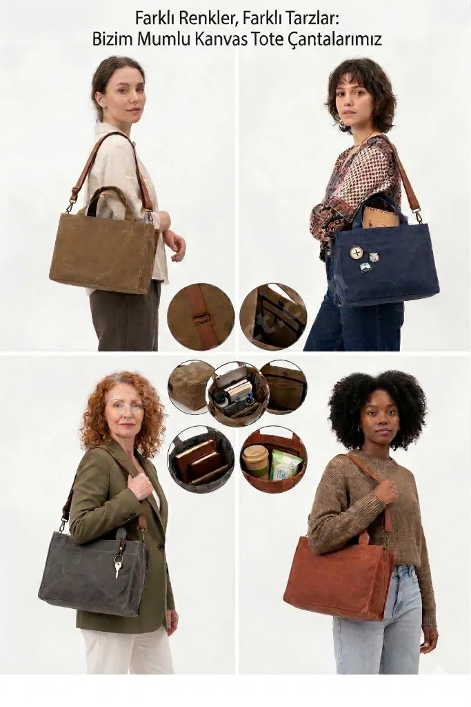 Kanvas Askılı Günlük Kullanım Omuz Ve El Çantası Tote Bag - Sert Kumaş