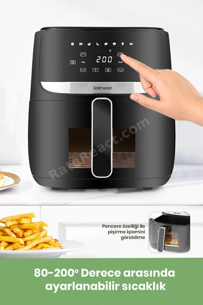 Bella 1700w Xl Dokunmatik Cam Kapaklı Aydınlatmalı 3kg Tartı Fonksiyonlu Airfryer Sıcak Hava Fritözü