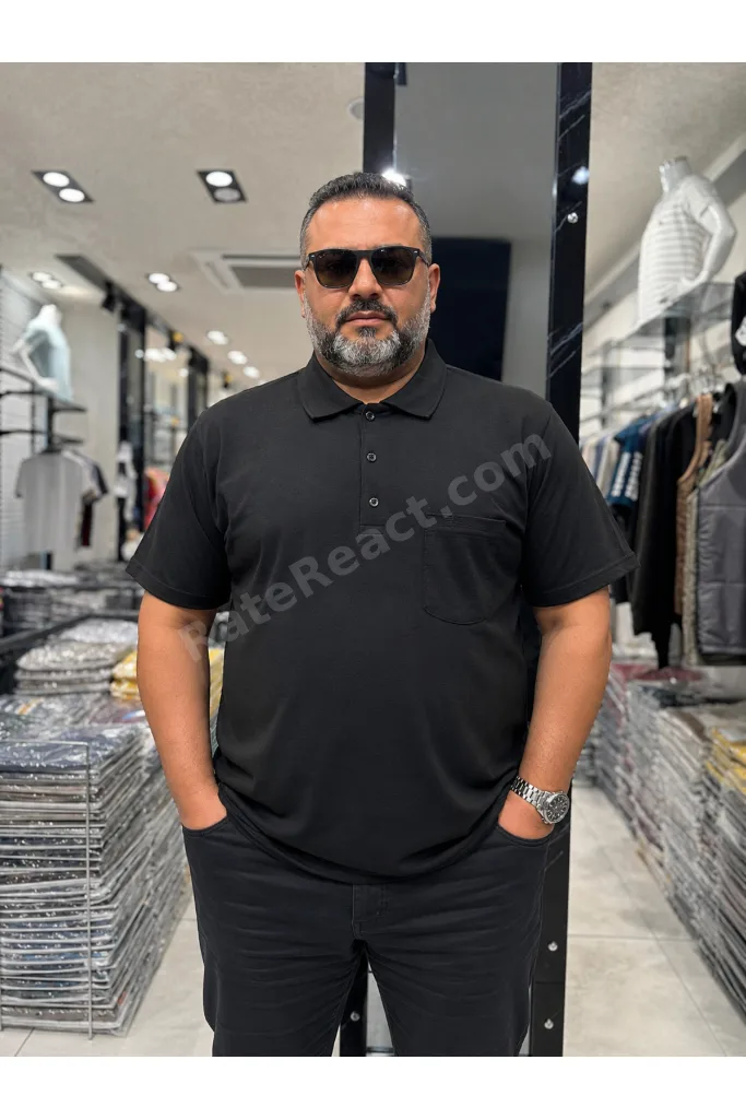 Baba Tişört Battal Polo Yaka Cepli Klasik Regular Rahat Kalıp Pamuk Süprem Kumaş