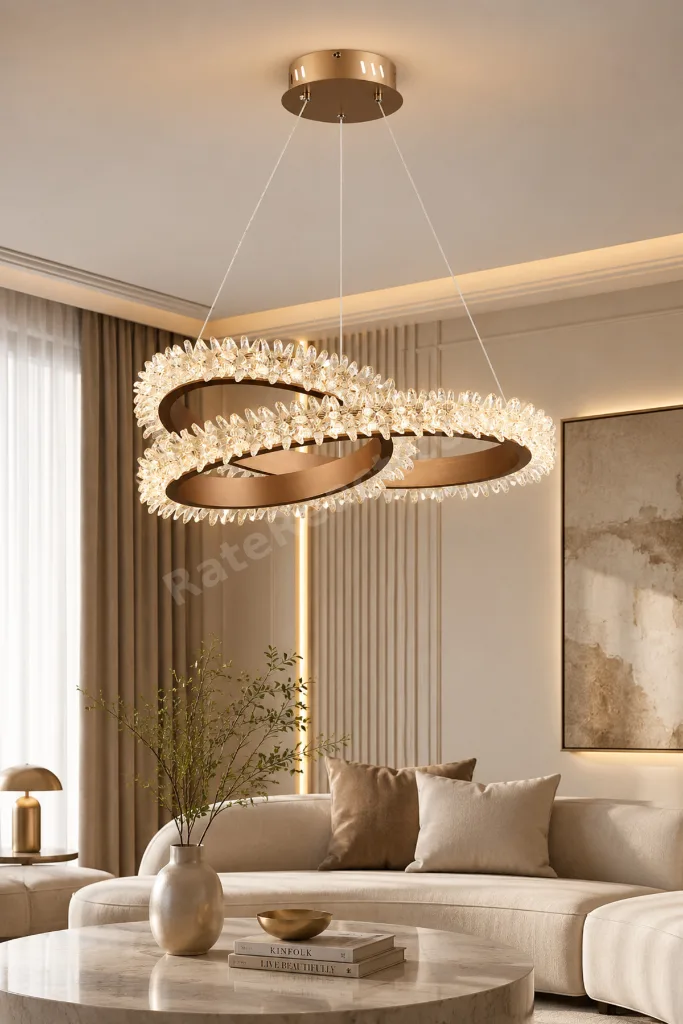 İbiza Bronz Sarkıt Elips Led Avize Modern Luxury Salon Yatak Odası Avize