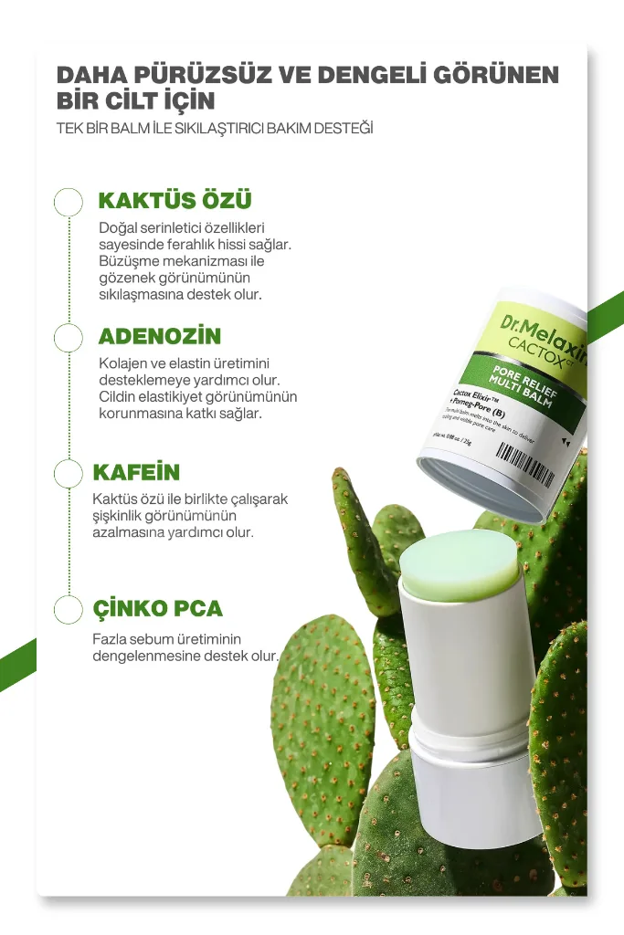 Kaktüs Özlü | Gözenek Sıkılaştırıcı | Serinletici | Cactox Multi Balm 25gr