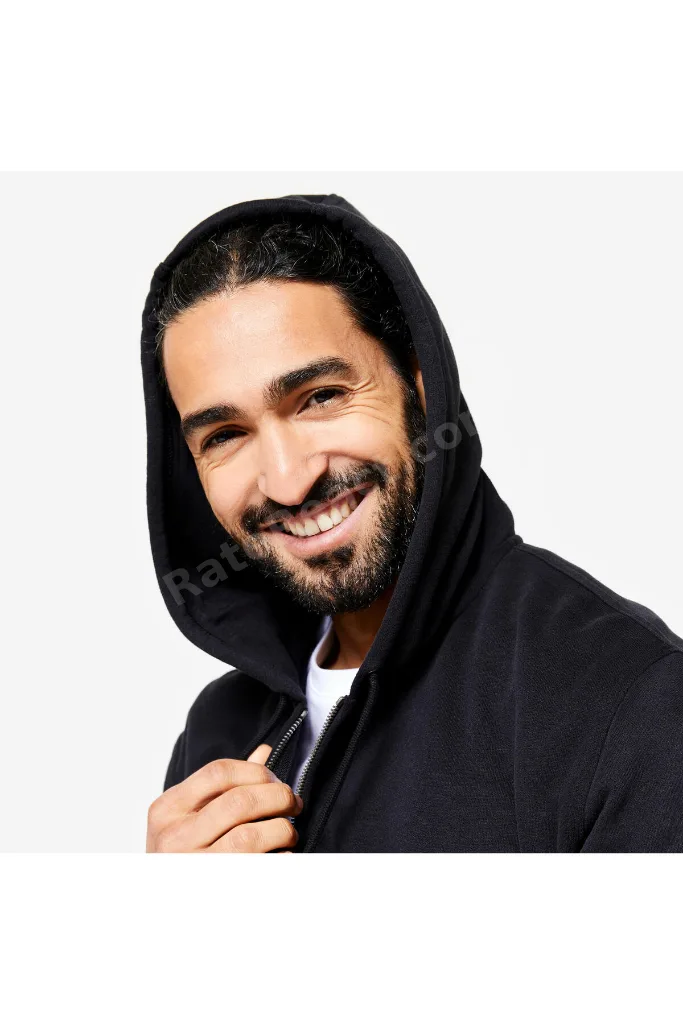 Domyos Erkek Kapüşonlu Fermuarlı Sweatshirt - Siyah