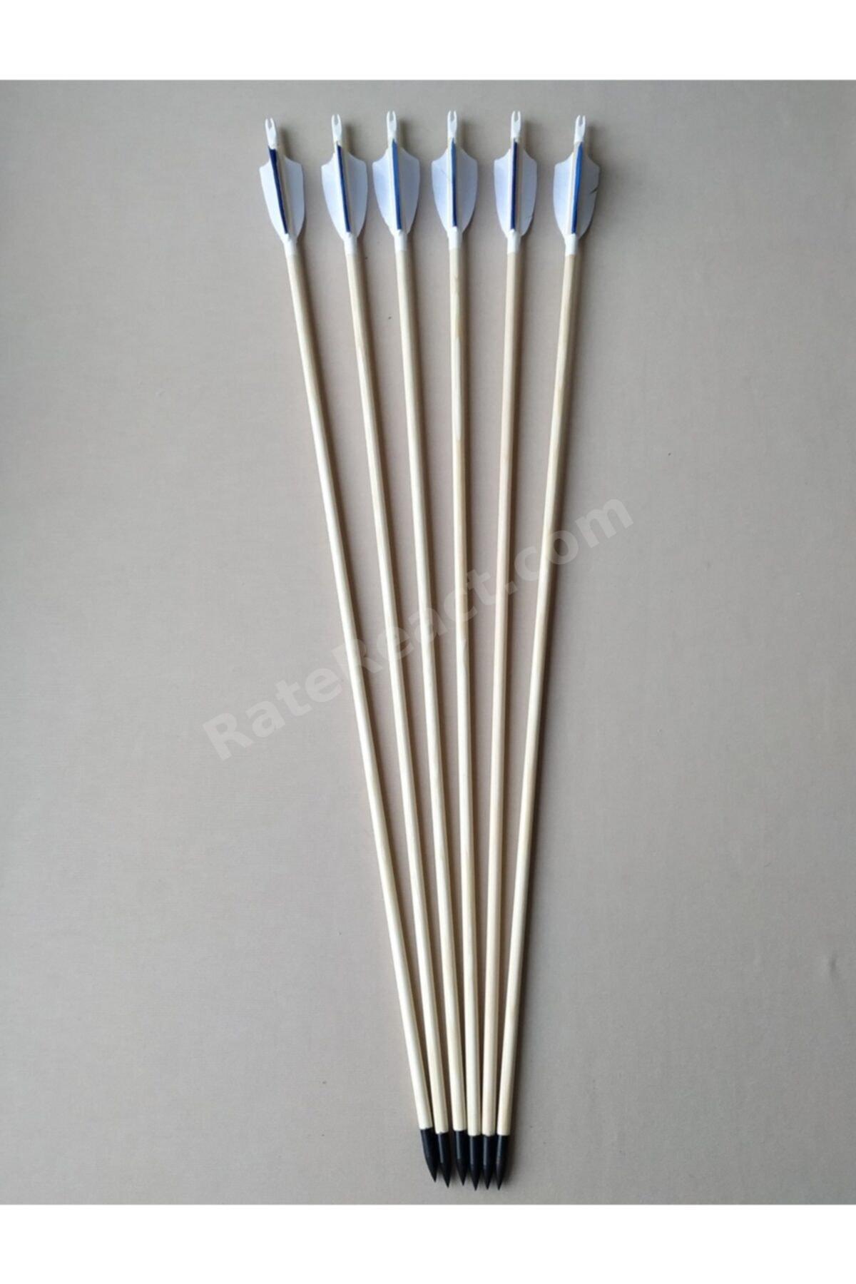 Geleneksel Okçuluk - Ahşap Ok 6 Adet (3" Tüylü-76 Cm)