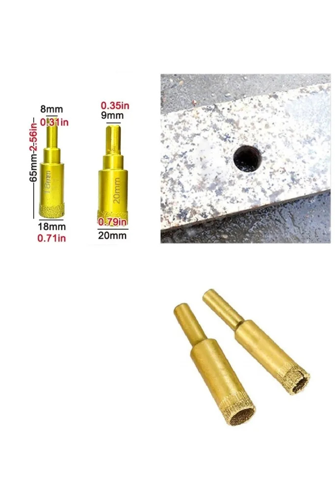 Mermer Seramik Cam Granit Delme 18mm - 20mm Panç Seti Elmas Kaplama titanyum Matkap Delici Uç