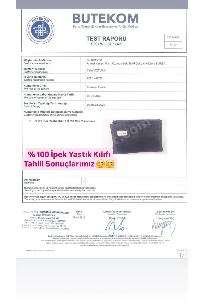 % 100 Saf İpek Yastık Kılıfı 1 adet ( 50 x70)