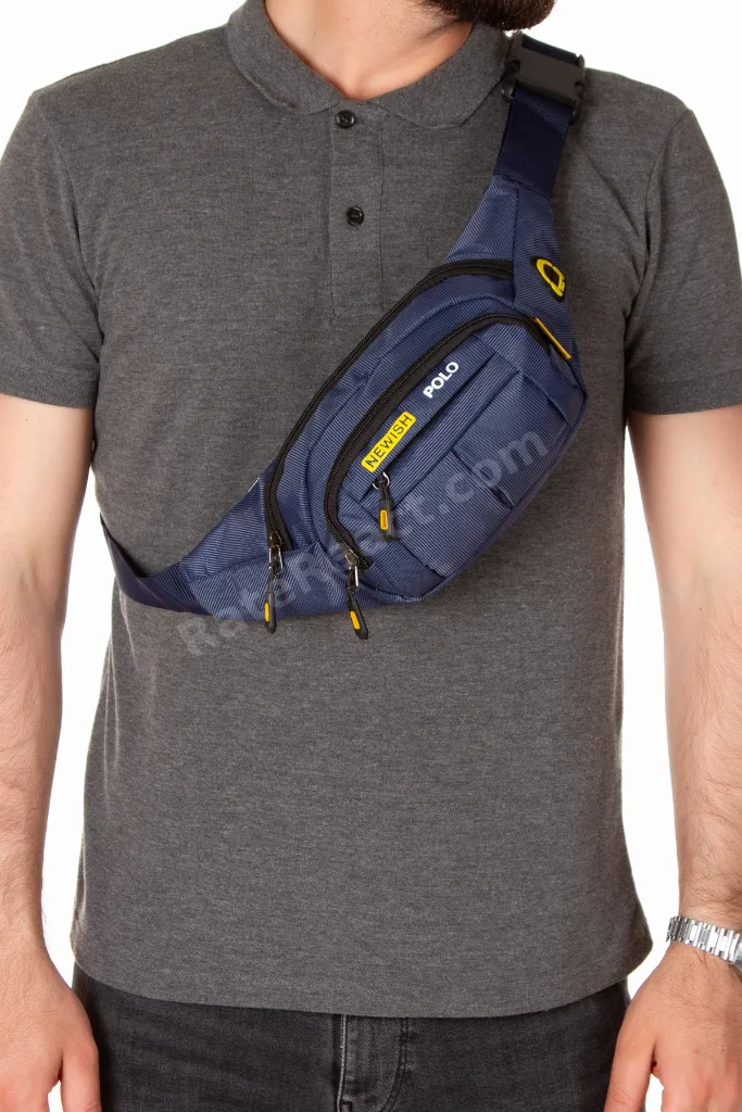 Newish Polo Su Geçirmez Kulaklık Usb Çıkışlı Unisex Lacivert Çapraz Askılı Bel Omuz Ve Spor Çanta