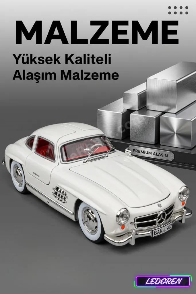 Beyaz Renkli 1954 Mercedes-Benz 300SL 1/24 Diecast Model Araba Metal Klasik Araç