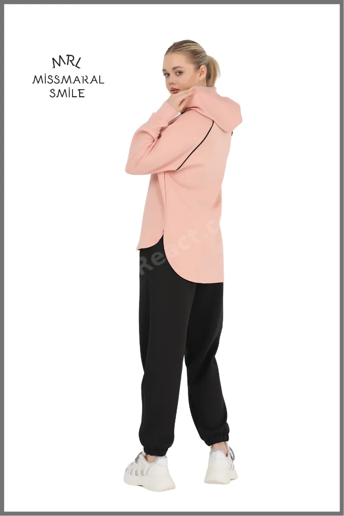Kadın   Eşofman Üst Yavruağzı  Scuba Kapüşonlu Reglan Kol Aktif Spor Sweatshirt