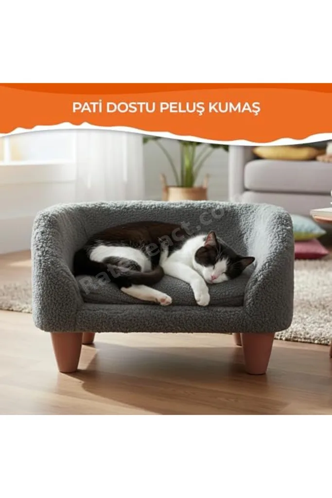 TTKTEKNOLOJİ GOBYPET Peluş Kedi Koltuğu | Yumuşak Kedi Yatağı | Köpek Koltuğu (Antresit, Standart) T