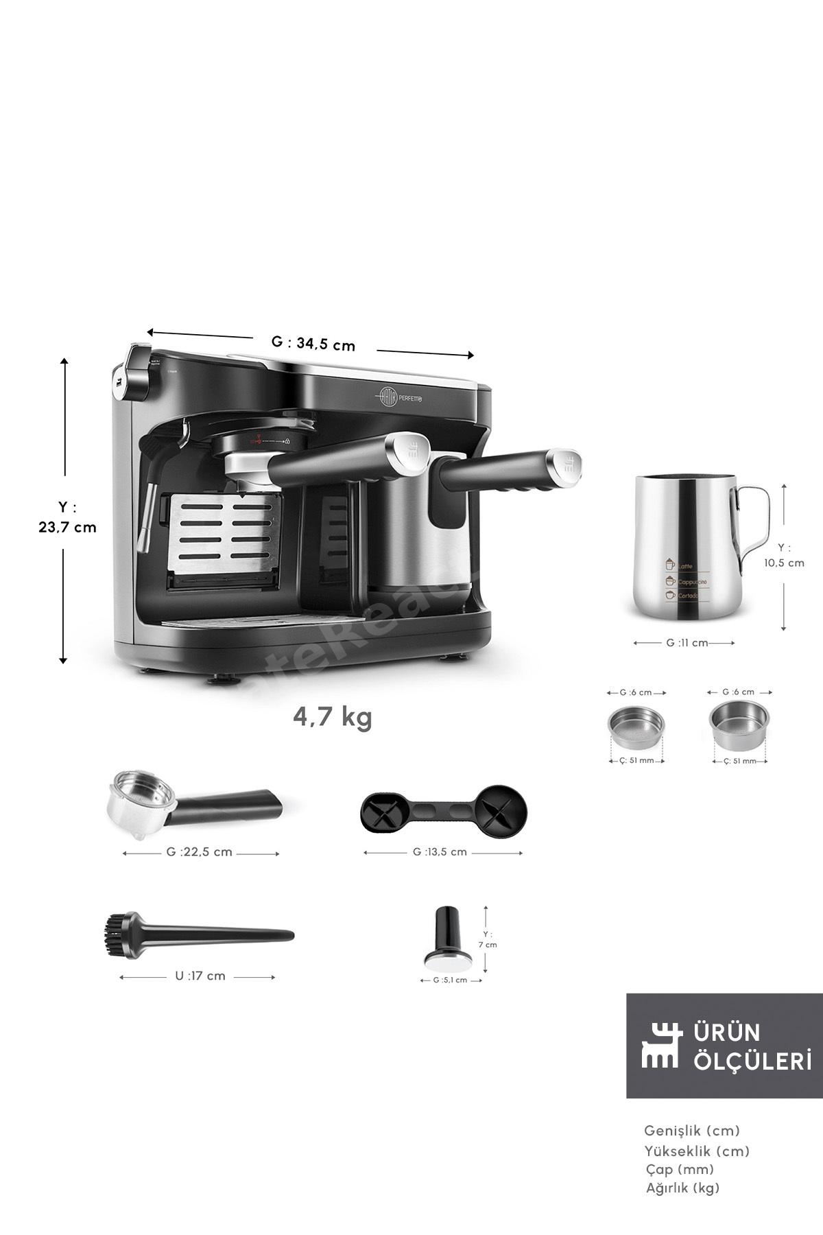 Hatır Perfetto Dijital ve Dokunmatik Ekranlı Çelik Cezveli Espresso ve Türk Kahve Makinesi