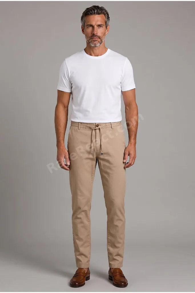 Bej Jogger İpli Spor Pantolon