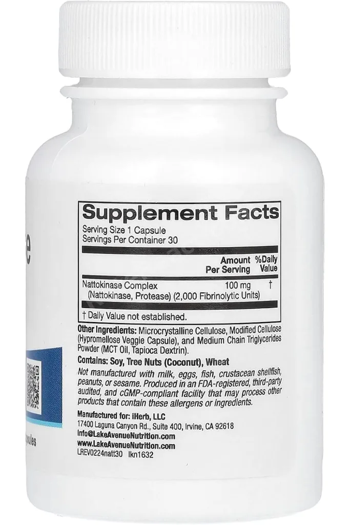 Nattokinase Proteolytic Enzyme Gut Health 2,000 FUs 30 Veggie Caps
