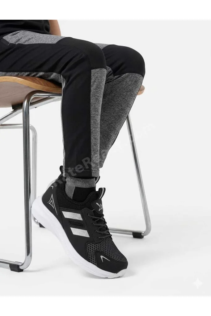 Çoçuk Lastik Bağcıklı Hafif Taban Sneaker Ayakkabı-SİYAH