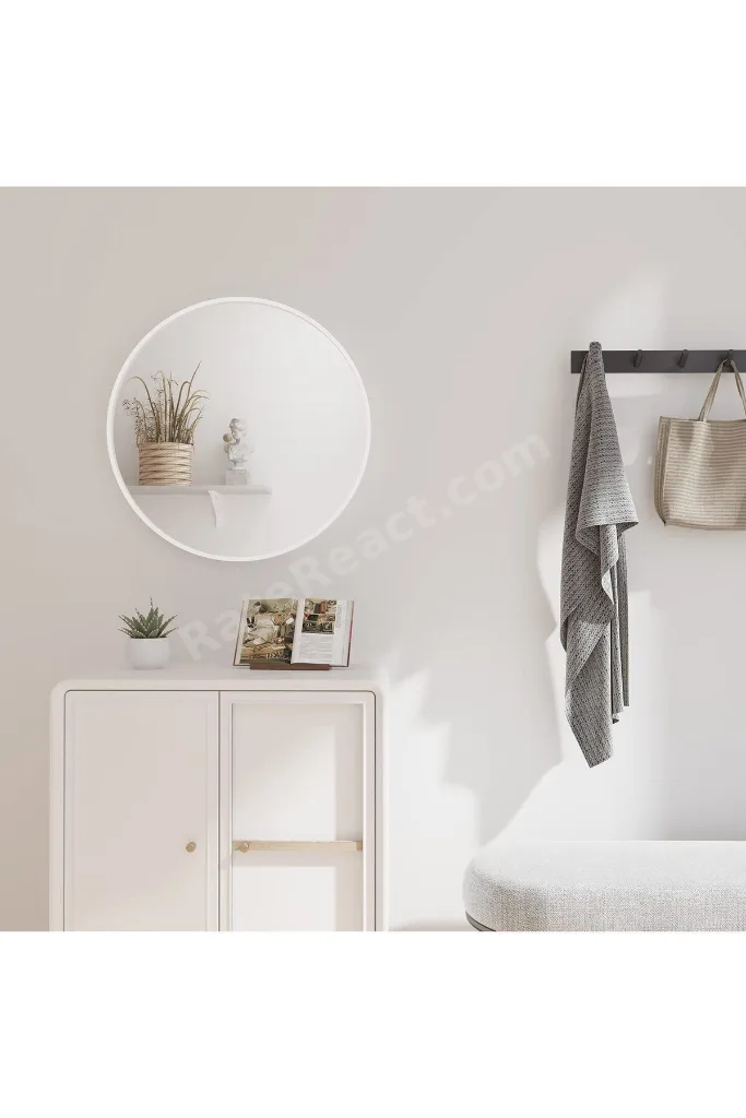 ayna,yuvarlak ayna,banyo aynası Beyaz Dekoratif Yuvarlak Duvar Aynası 45cm