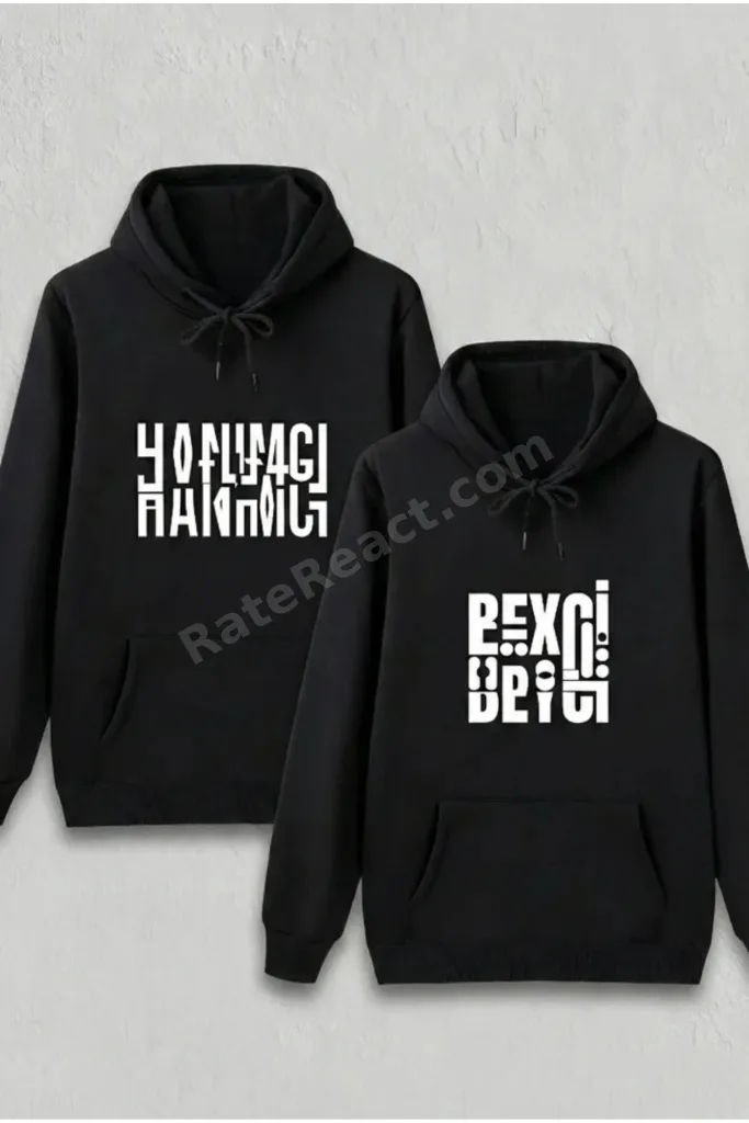 Sevgililer Günü Özel Kapüşonlu Hanımcı Baskılı Oversize Sweatshirt - Siyah