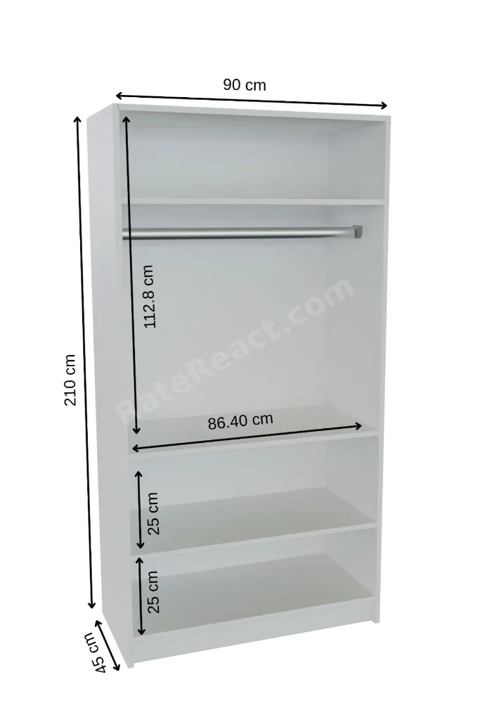 - LADİK - BEYAZ ÇİFT KAPAKLI GARDIROP 210-90-45 CM