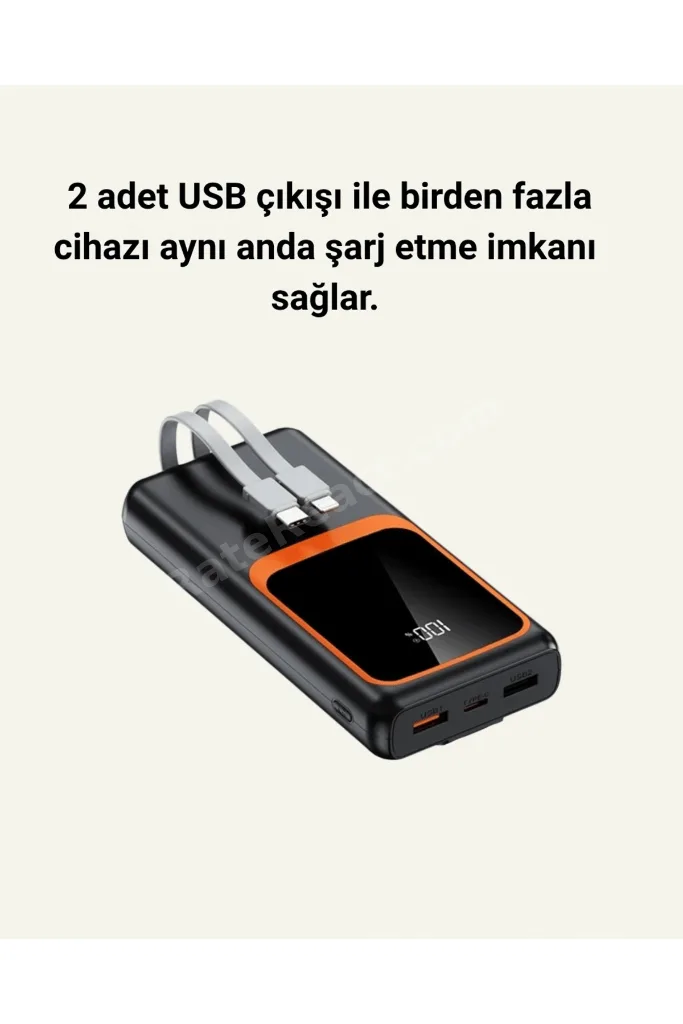 ACONCEPT 20.000 mAh Powerbank – 22.5W Hızlı Şarj, Çok Kablolu, (32255) Dijital Göstergeli