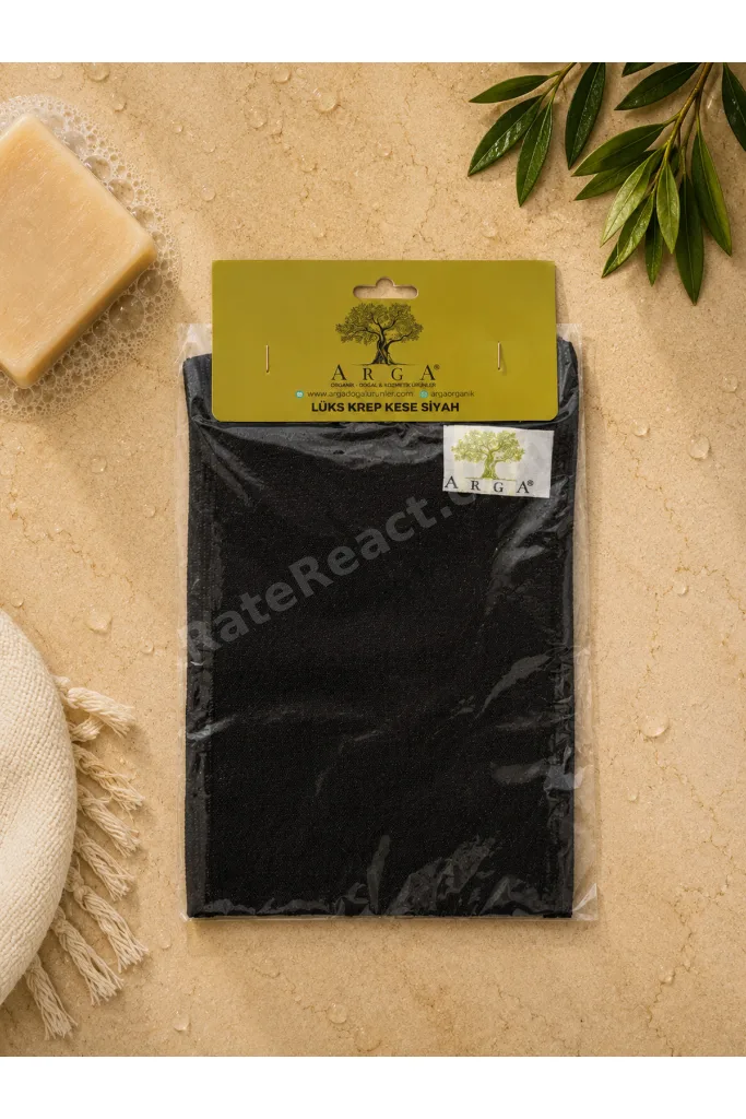 Lüks Krep Kese Siyah 25x18 cm | Geleneksel Hamam Kesesi | Vücut Peeling Kesesi