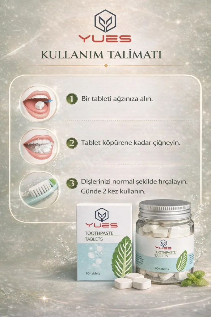 Diş Macunu Tablet 60 Tablet - Taşınabilir, Köpüren, Ağız Temizliği ve Koku Giderici