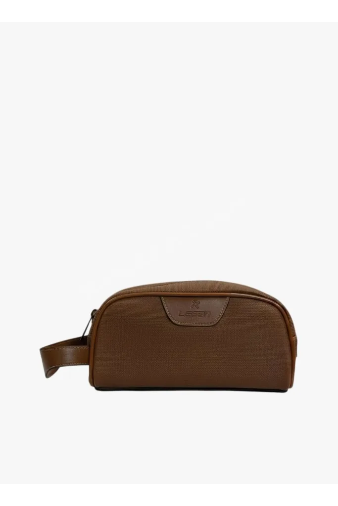Açık Kahverengi Erkek Bakım Çantası – Deri Görünümlü Seyahat Organizer Dopp Kit Tıraş ve Kozmetik Çantası 8376