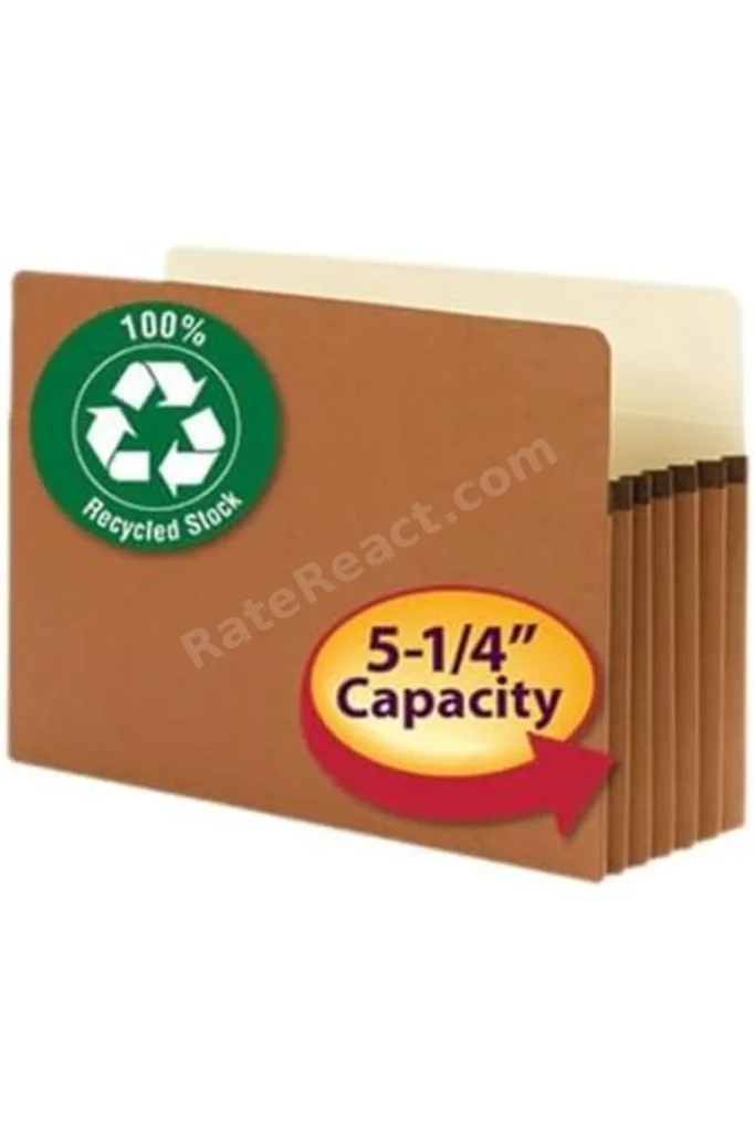 100 geri dönüştürülmüş dosya çanta, düz kesimli Tab, 5 – 1/10,2 cm Expansion, Legal Boyut, Redrope,