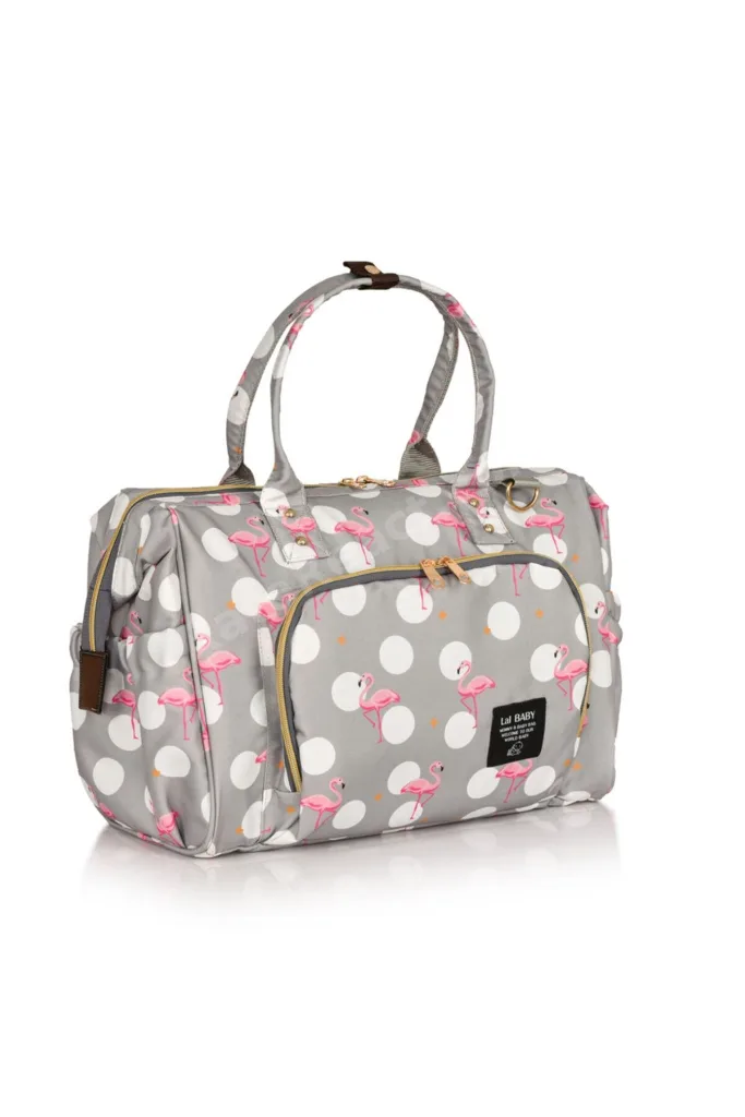 Baggage Bag Flamingo Gri Omuz Askılı Anne Bebek Bakım Çantası