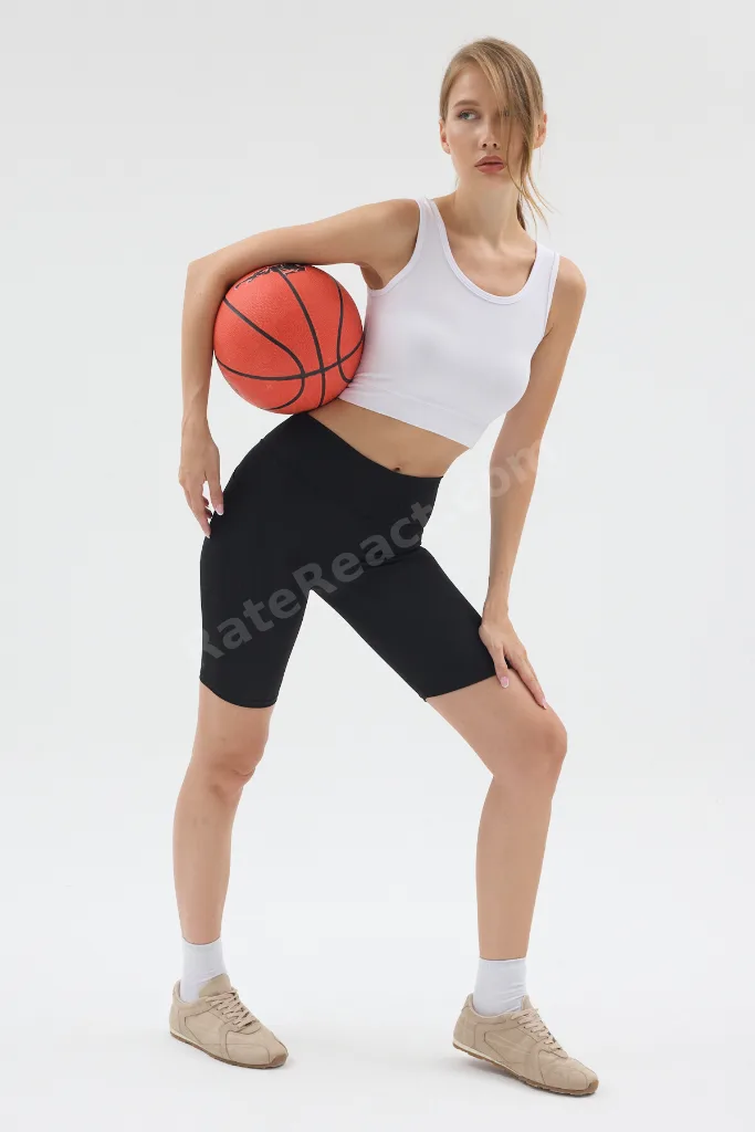 Kadın Yüksek Bel Toparlayıcı Cepli Şort Spor Tayt