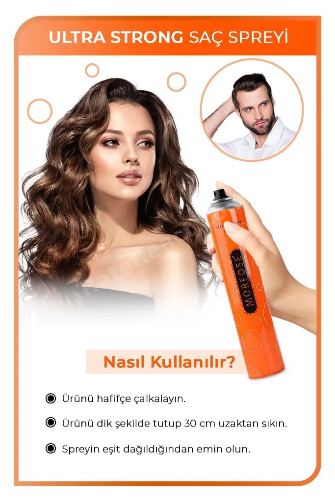 Saç Spreyi Turuncu 400ml Ultra Sert - Strong 4 Adet