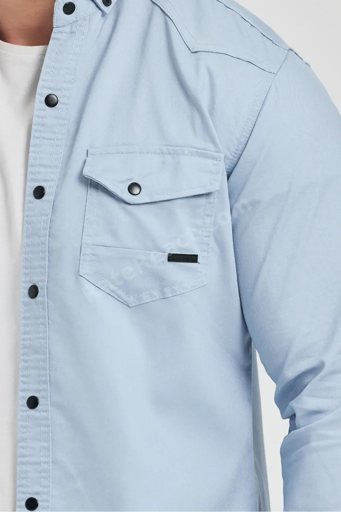 Slim Fit Erkek Kot Gömlek A.Mavi 5XL BEDEN 110-115 KİLO