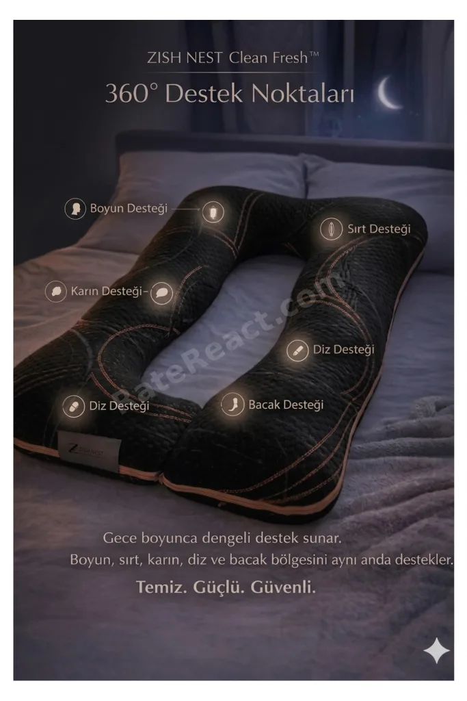 Dark Trend Huggle 5 Bölge Destekli Alerji Karşıtı Yıkanabilir Yatak Kumaşlı Hamile Yastığı