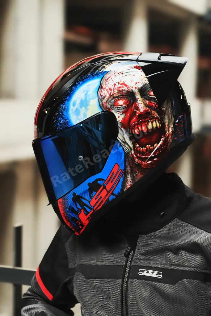 RAPID 2 RACE ZOMBIE SİYAH-KIRMIZI KASK (1 Renkli + 1 Şeffaf Vizörlü)