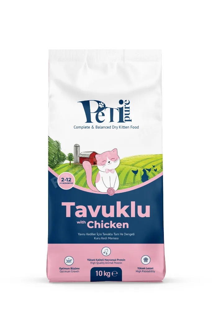 Tavuklu Kuru Yavru Kedi Maması 10 Kg - Besleyici Vitamin İlaveli Tam ve Dengeli Mama