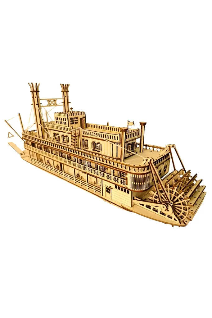 Steam Boat Minyatür Ahşap Maket | Nehir Gemisi | 3D Puzzle DIY Kendin Yap | 713 Parça Hobi Seti