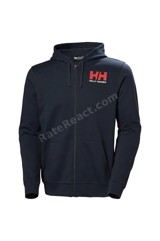 HH Logo Tam Fermuarlı Erkek Kapüşonlu Swetshirt