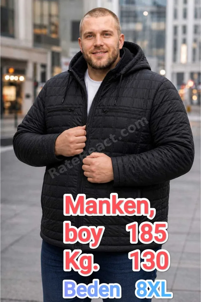 BÜYÜK BEDEN ERKEK seyyar KAPÜŞONLU HAFİF KIŞLIK KAPİTONE MONT,KABAN 4,5,6,7,8XL.