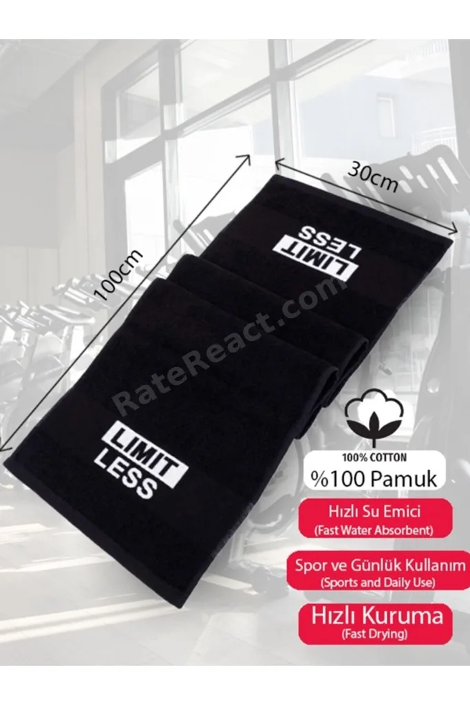 Spor Havlusu %100 Pamuklu (30x100cm) Gym Fitness Havlusu Golf Boks Tenis Havlusu