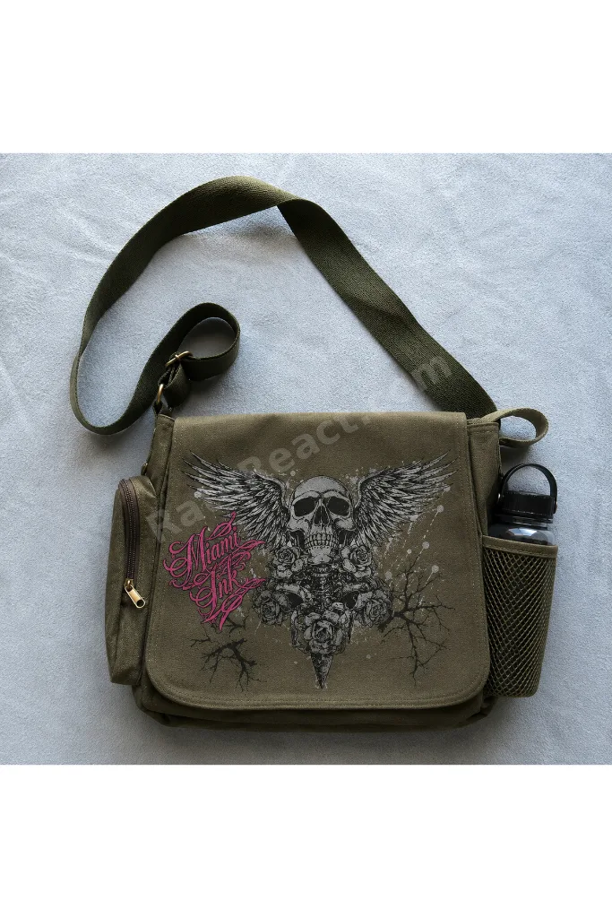 Skeleton Baskılı Unisex Siyah Messenger Bag Hacimli Postacı Çanta/ Laptop Çantası/ Okul Çantası