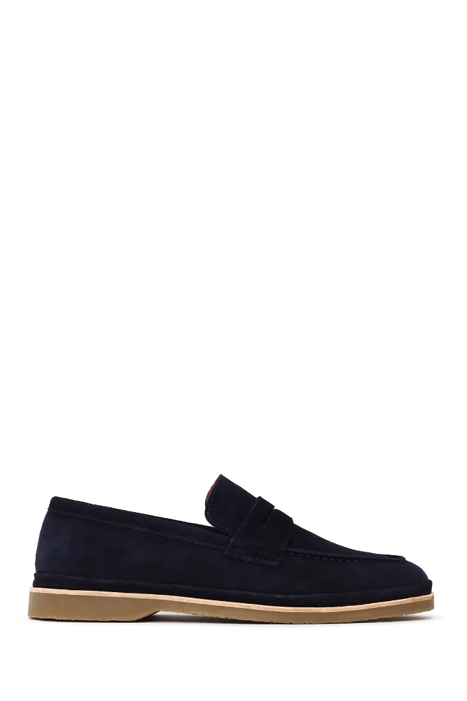 Erkek Lacivert Süet Deri Loafer 26SFD621610