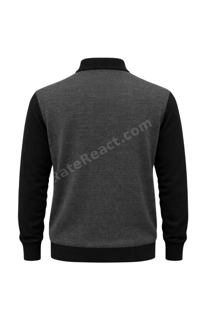 Erkek Büyük Beden Siyah Polo Yaka Fermuarlı Triko Kazak 5XL-6XL-7XL-8XL
