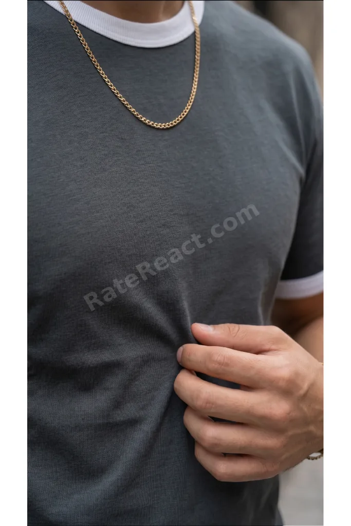 Erkek Gri Renkli Tişört Bisiklet Yaka Kol Garnili Regular T-shirt